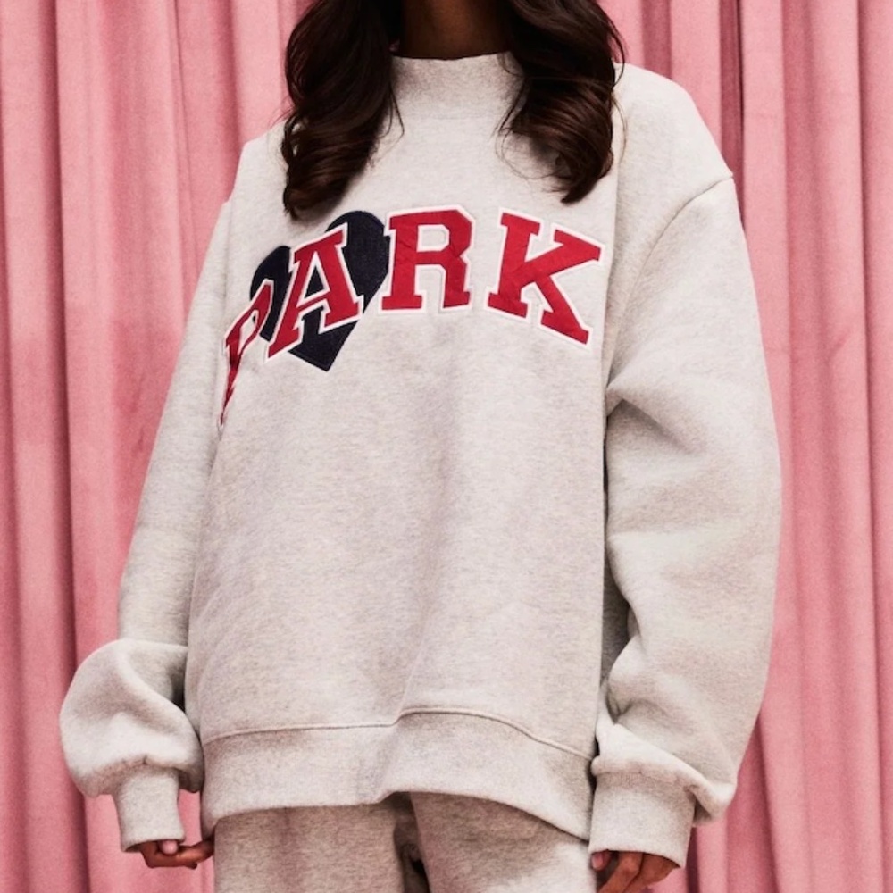 PARKE L/XL Valentine's Varsity Mockneck - Grey Jean Heart